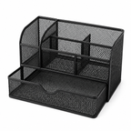 Organisateur de Bureau en Métal – Rangement Multifonction avec Tiroir pour Accessoires de Bureau