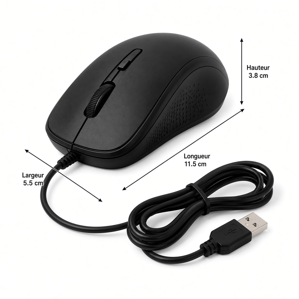 Souris Filaire Ergonomique USB – Design Confortable pour Ordinateur et Bureau