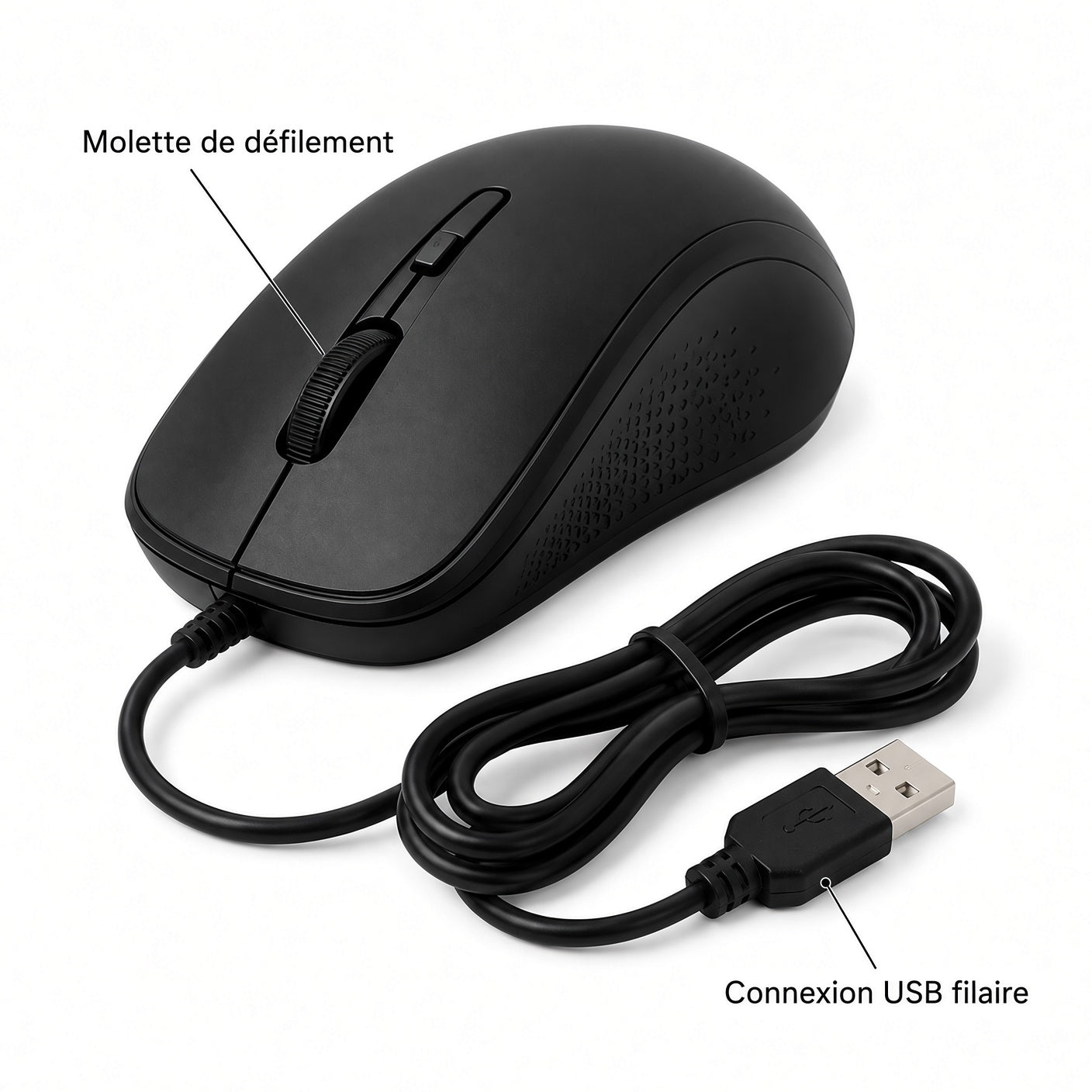 Souris Filaire Ergonomique USB – Design Confortable pour Ordinateur et Bureau