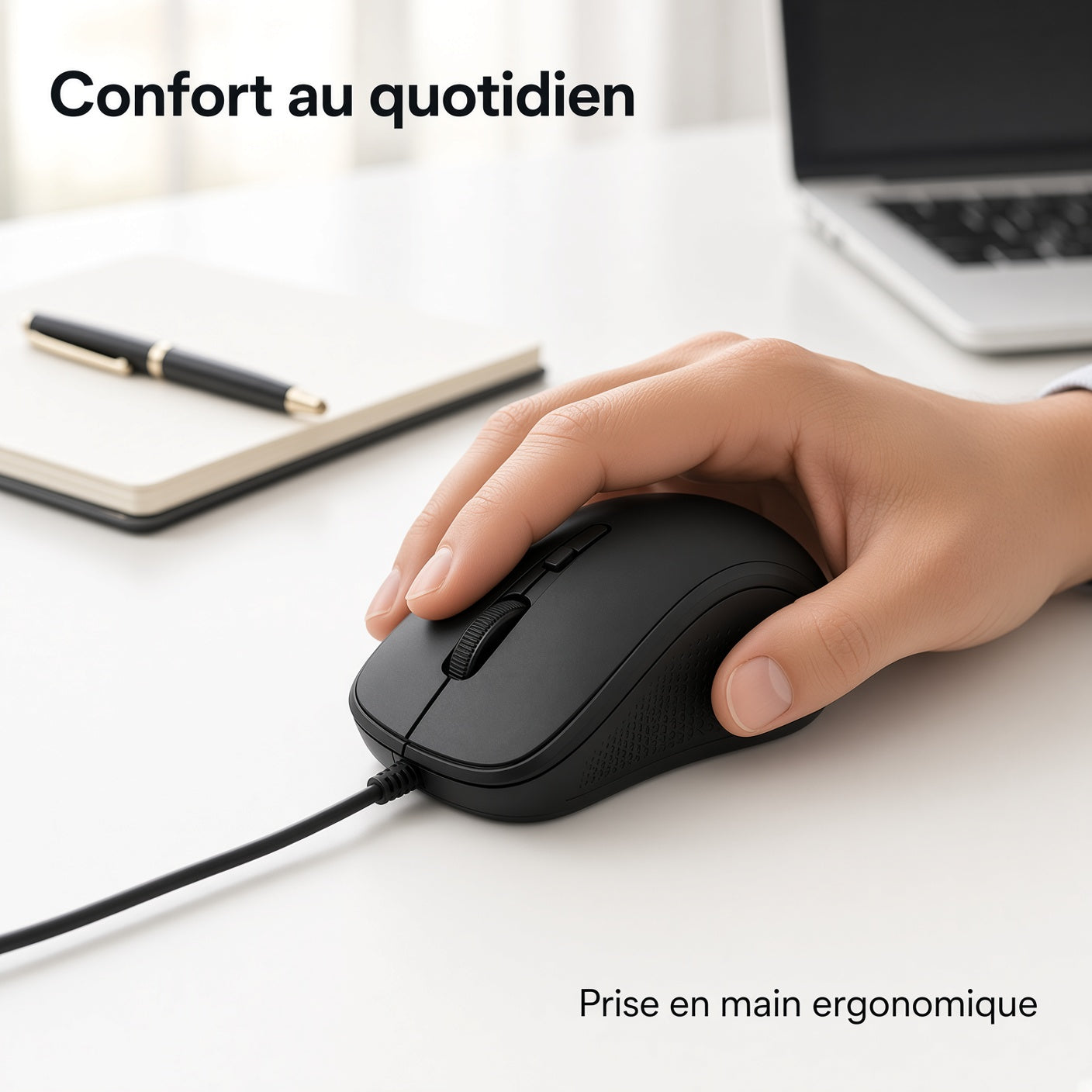 Souris Filaire Ergonomique USB – Design Confortable pour Ordinateur et Bureau