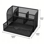 Organisateur de Bureau en Métal – Rangement Multifonction avec Tiroir pour Accessoires de Bureau