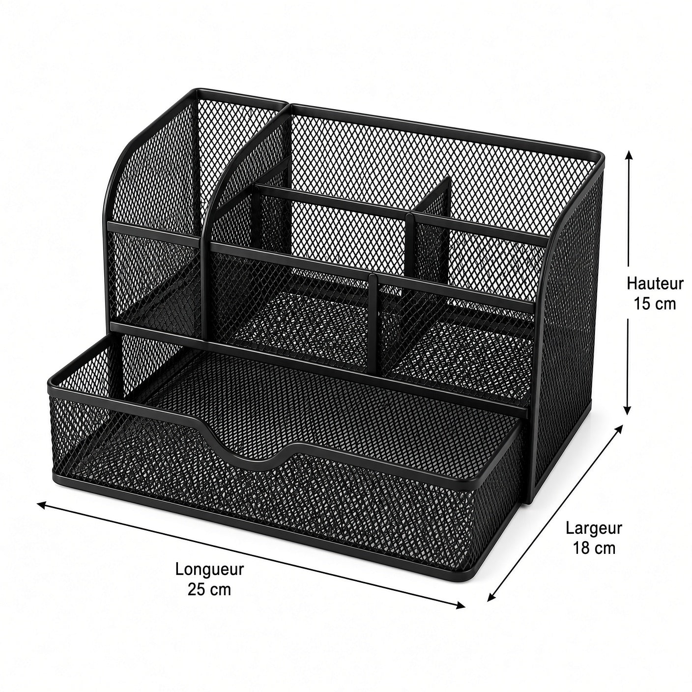 Organisateur de Bureau en Métal – Rangement Multifonction avec Tiroir pour Accessoires de Bureau