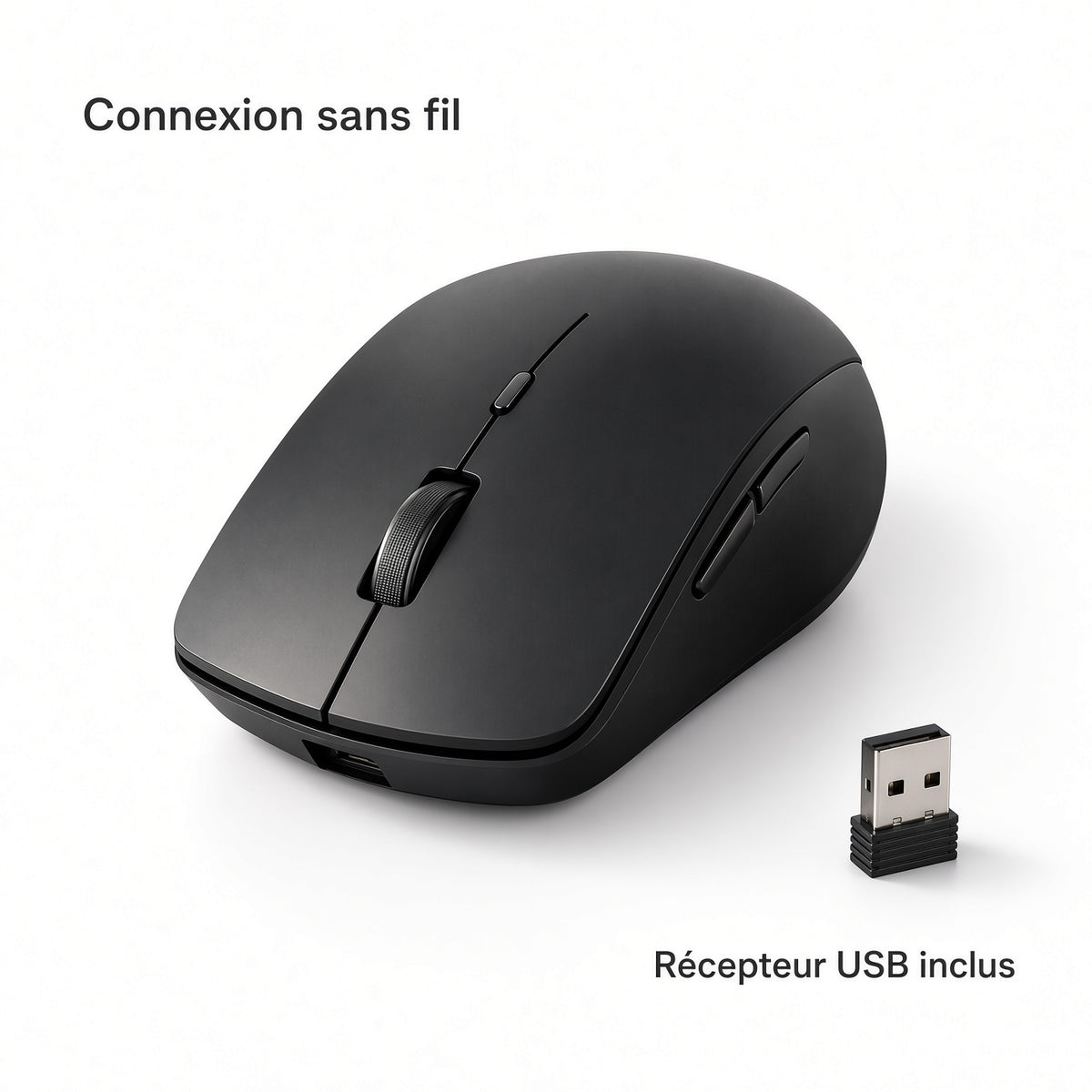 Souris Sans Fil Ergonomique avec Récepteur USB – Design Élégant et Précis