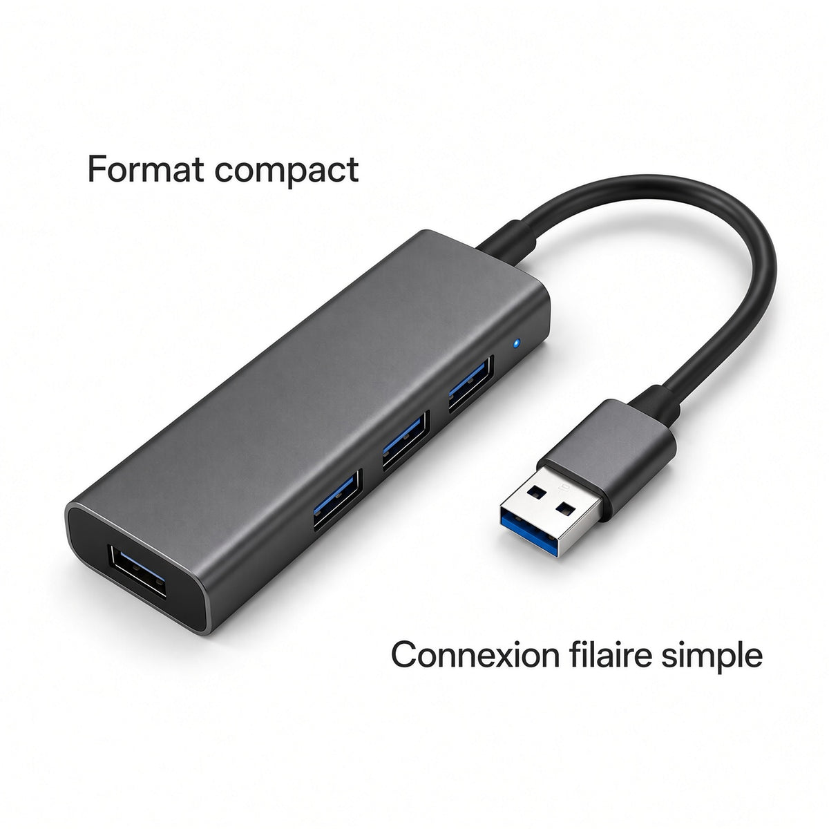 Hub USB 3 Ports – Adaptateur USB Compact pour Ordinateur et Périphériques
