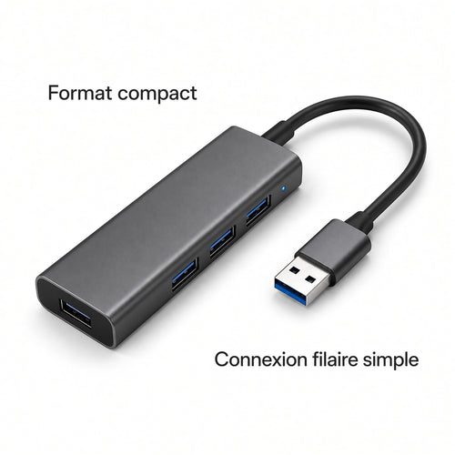 Hub USB 3 Ports – Adaptateur USB Compact pour Ordinateur et Périphériques