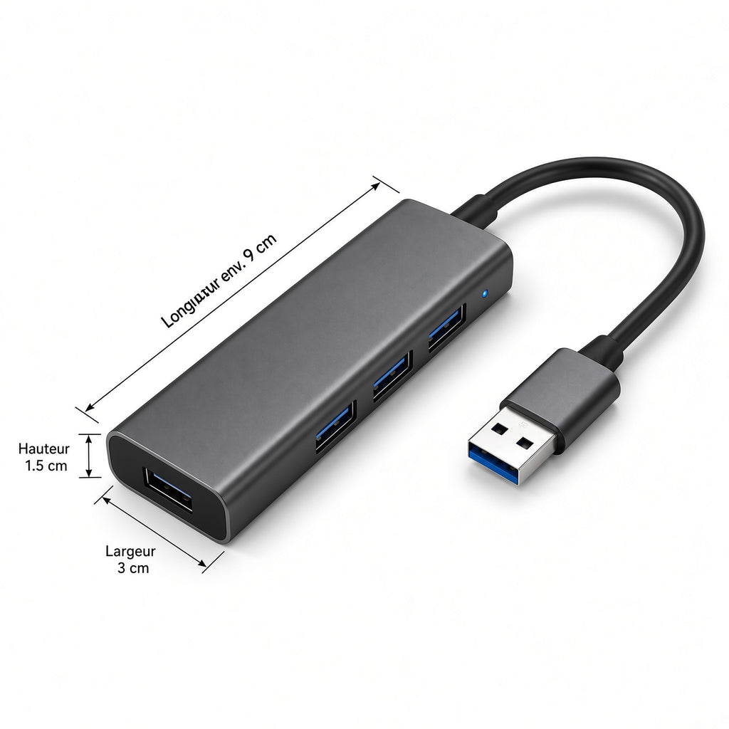 Hub USB 3 Ports – Adaptateur USB Compact pour Ordinateur et Périphériques