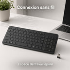 Clavier Sans Fil AZERTY avec Récepteur USB – Clavier Ergonomique pour Bureau et Maison