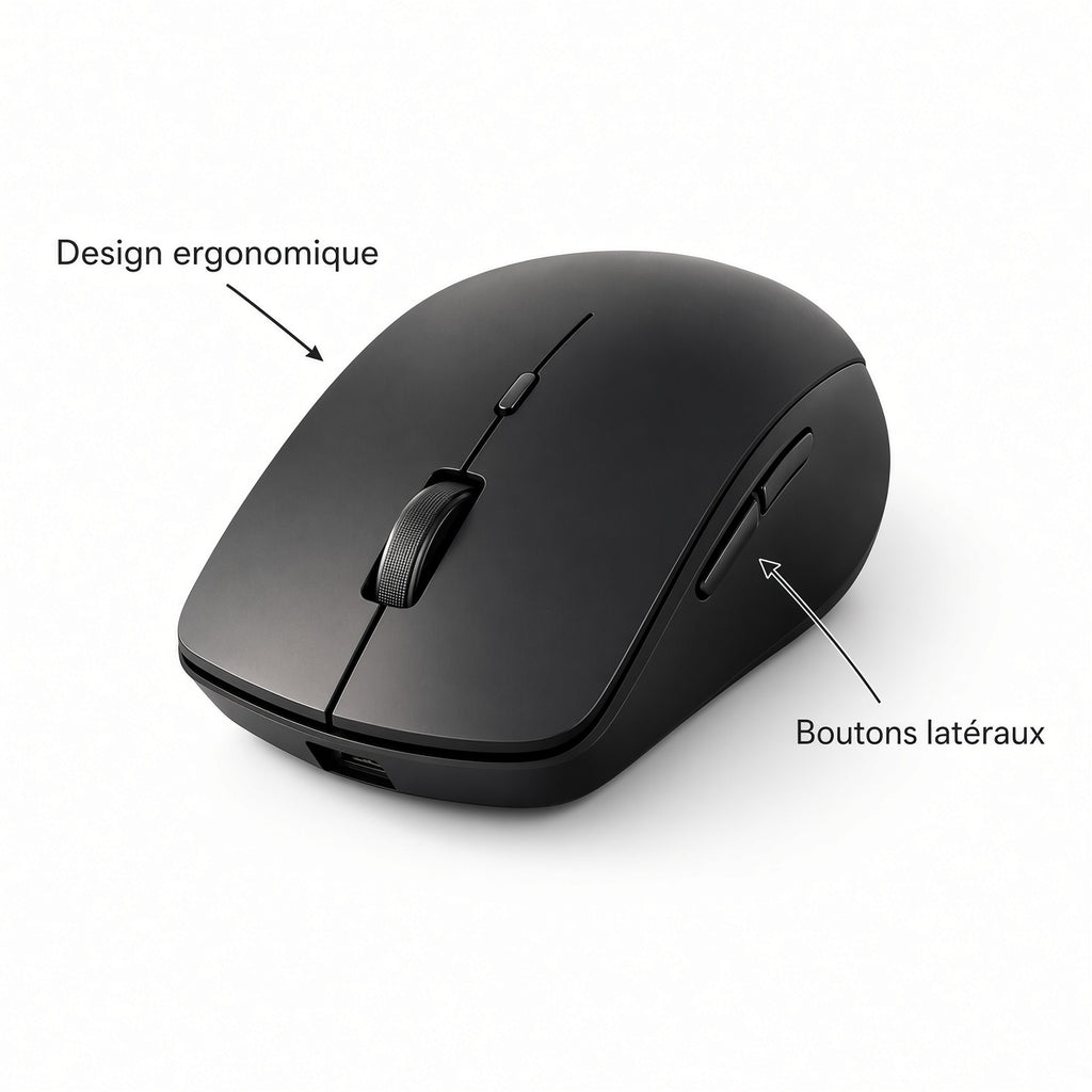 Souris Sans Fil Ergonomique avec Récepteur USB – Design Élégant et Précis