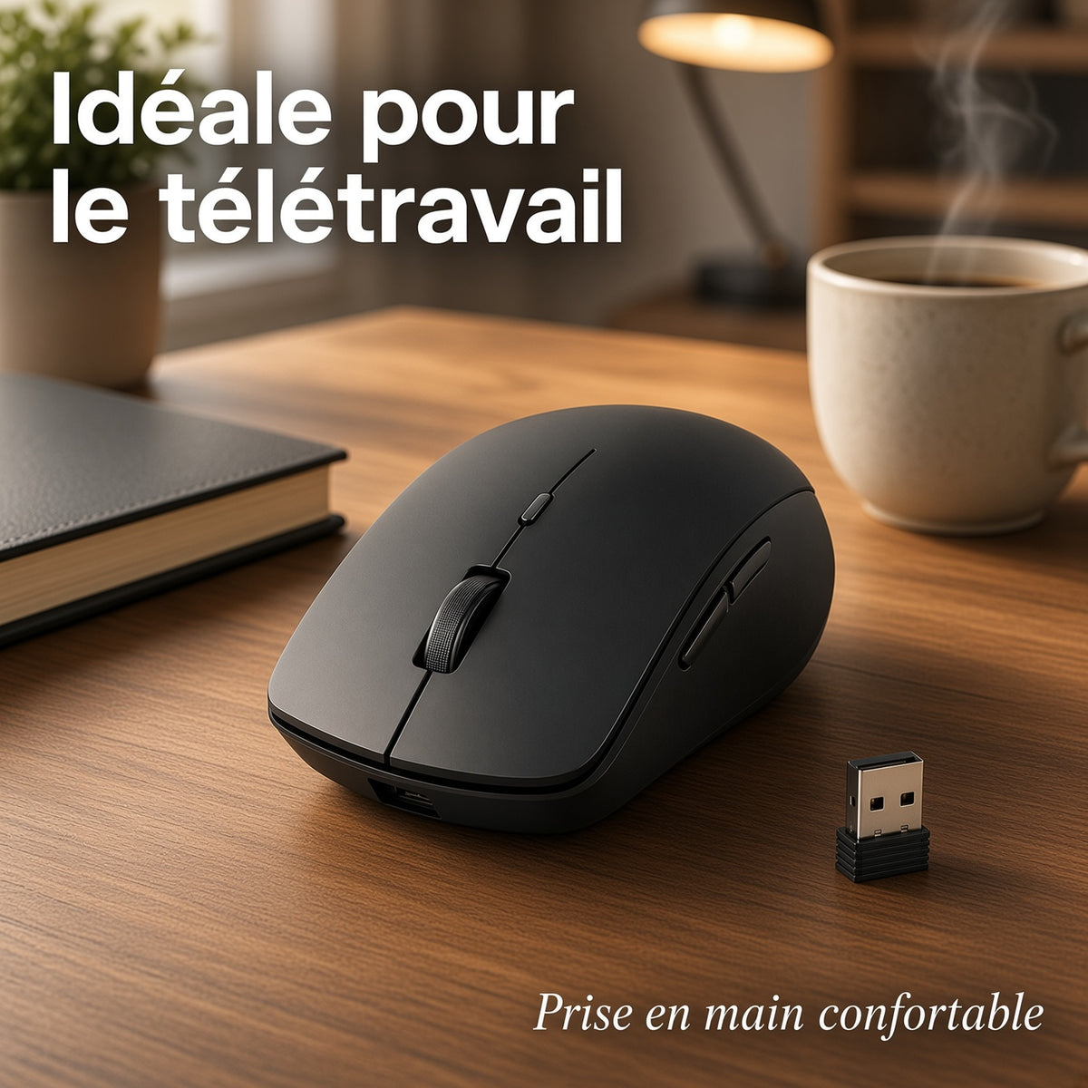 Souris Sans Fil Ergonomique avec Récepteur USB – Design Élégant et Précis